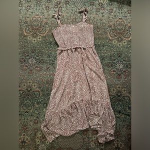 Tie strap pink pattern dress